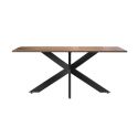 Table repas plateau aspect bois Mercure pieds araignée en métal noir - ATHENA