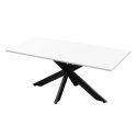 Table repas plateau laqué blanc pieds araignée en métal noir - ATHENA
