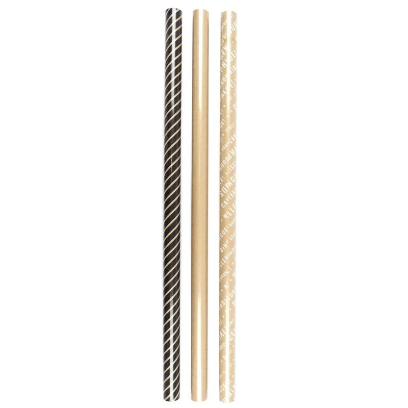 Lot 3 rouleaux de papier cadeau kraft aux tons neutres (200 x 70 cm)