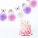 Guirlande de 6 ballons décoratifs (rose, blanc et violet) thème papillon