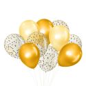 10 ballons doré à motifs unis et confettis (Ø18 cm)