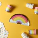 6 assiettes en carton arc en ciel (L23cm)