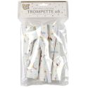 6 trompettes de fête en papier blanc à motifs licorne