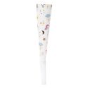 6 trompettes de fête en papier blanc à motifs licorne