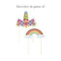 Kit festif de 54 accessoires d’anniversaire en papier blanc motifs licorne
