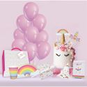 Kit festif de 54 accessoires d’anniversaire en papier blanc motifs licorne