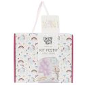 Kit festif de 54 accessoires d’anniversaire en papier blanc motifs licorne