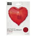 Ballon en aluminium rouge en forme de cœur H45 cm avec sa paille de gonflage