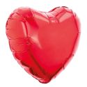 Ballon en aluminium rouge en forme de cœur H45 cm avec sa paille de gonflage