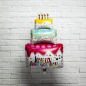 Ballon en aluminium en forme de gâteau d'anniversaire H75 cm