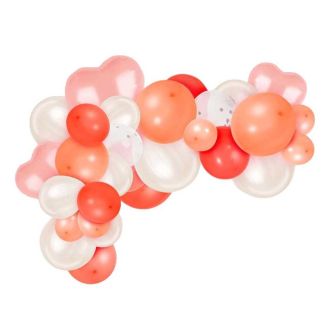 Arche de 30 ballons décoratifs nuances de rose à fixer au mur