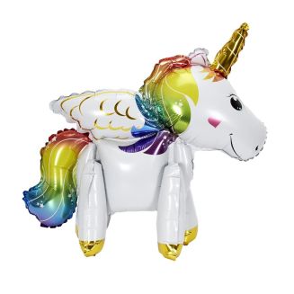 Ballon 3D en aluminium sur pied en forme de licorne (H60cm)