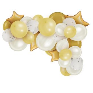 Arche de 30 ballons décoratifs nuances de doré à fixer au mur