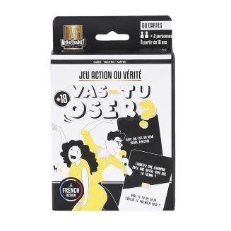 Jeu de 60 cartes action ou vérité ennoir et blanc