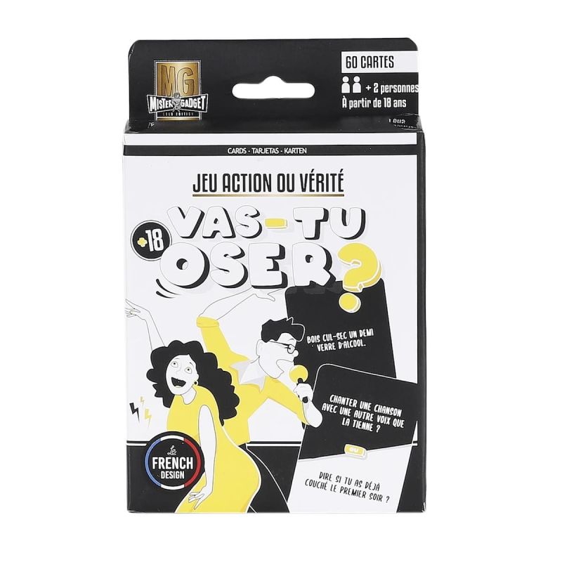 Jeu de 60 cartes action ou vérité ennoir et blanc Jeu de 60 cartes action ou vérité ennoir et blanc