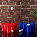 Jeu à boire Bière Pong de 12 verres réutilisables (bleus et rouges) + 2 balles