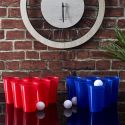 Jeu à boire Bière Pong de 12 verres réutilisables (bleus et rouges) + 2 balles