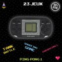 Console rétro mini arcade noire en plastique avec 23 jeux classiques intégrés
