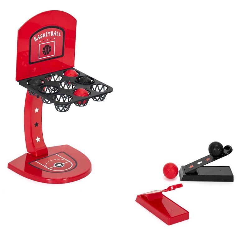 Jeu de mini basket en plastique rouge et noir avec 2 lanceurs Jeu de mini basket en plastique rouge et noir avec 2 lanceurs