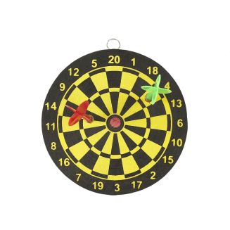 Jeu de mini fléchettes recto/verso jaune et noir avec 2 fléchettes