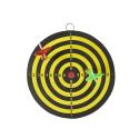 Jeu de mini fléchettes recto/verso jaune et noir avec 2 fléchettes