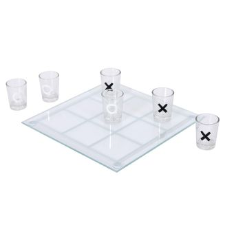Jeu à boire tic tac toe en verre avec 9 verres shots (4 croix et 5 ronds)