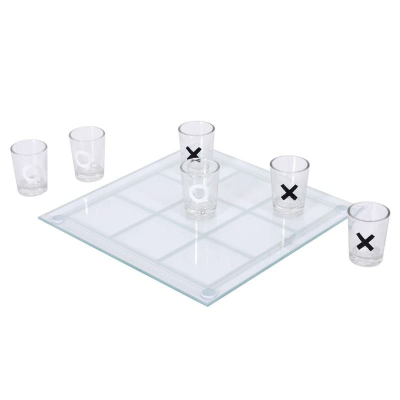 Jeu à boire tic tac toe en verre avec 9 verres shots (4 croix et 5 ronds) Jeu à boire tic tac toe en verre avec 9 verres shots (4 croix et 5 ronds)