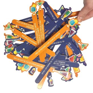 Jeu action ou vérité avec 40 bâtonnets en papier multicolore