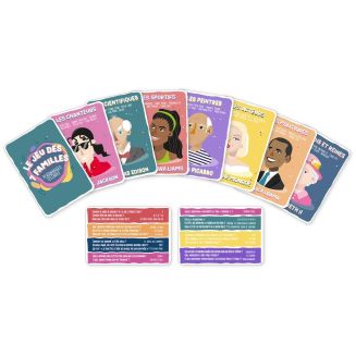 Jeu des 7 familles thème "Personnages de célébrités" multicolore + cartes questions incluses