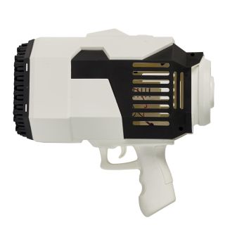 Pistolet à bulles Led rechargeables (32 trous) noir et blanc avec plateau et tube de savon (60 ml)