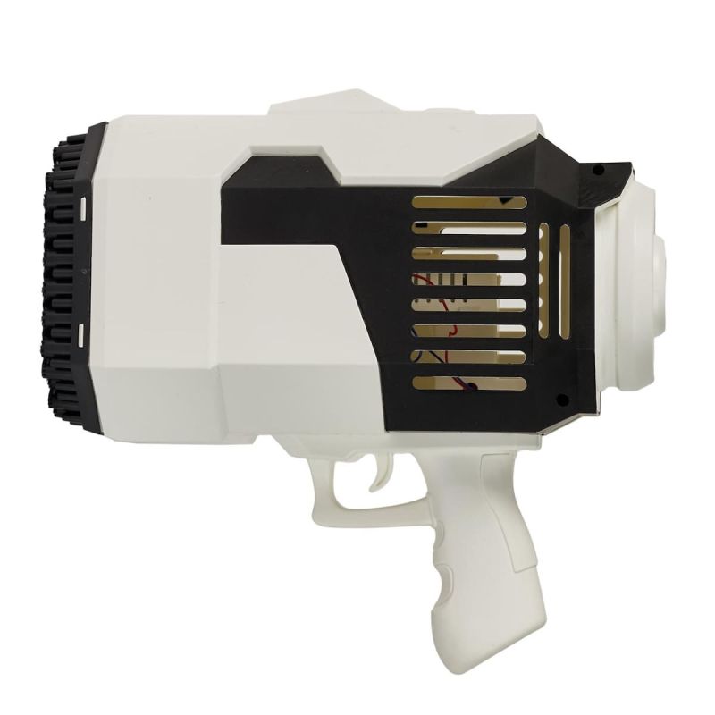 Pistolet à bulles Led rechargeables (32 trous) noir et blanc avec plateau et tube de savon (60 ml) Pistolet à bulles Led rechargeables (32 trous) noir et blanc avec plateau et tube de savon (60 ml)