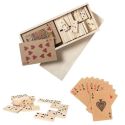 Coffret de jeu 2 en 1 avec domino en bois et jeu de 54 cartes en kraft
