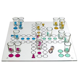 Jeu à boire petits chevaux en verre avec son plateau et ses 16 verres shots