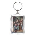 Porte-clé photo double face transparent en plastique résistant