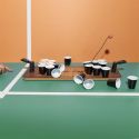 Jeu à boire bière pong version catapulte sur plateau avec 20 verres et 1 balle