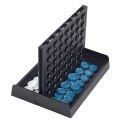 Jeu du 4 à la suite mini avec plateau noire et 42 jetons bleus en plastique