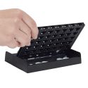 Jeu du 4 à la suite mini avec plateau noire et 42 jetons bleus en plastique