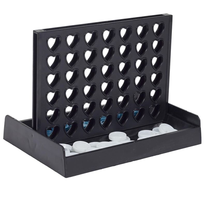 Jeu du 4 à la suite mini avec plateau noire et 42 jetons bleus en plastique Jeu du 4 à la suite mini avec plateau noire et 42 jetons bleus en plastique