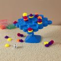 Jeu d’équilibre en plastique bleu avec 48 pièces multicolores et 1 dé inclus