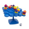 Jeu d’équilibre en plastique bleu avec 48 pièces multicolores et 1 dé inclus