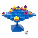 Jeu d’équilibre en plastique bleu avec 48 pièces multicolores et 1 dé inclus