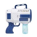 Pistolet à bulles à piles bleu et blanc avec plateau et tube de savon (75 ml)