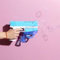 Pistolet 2 en 1 détachable à eau et bulles fonctionnant avec pile bleu et blanc