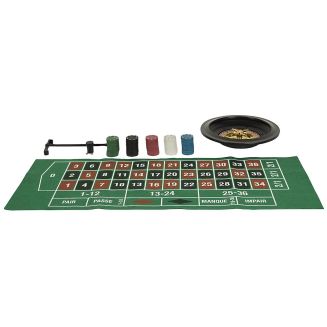 Jeu de roulette casino avec 100 jetons + roulette + râteau et tapis de jeu inclus