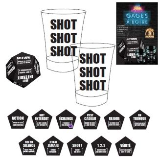 Jeu à boire dé des gages infernal en mousse avec ses 2 verres à shot