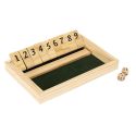 Jeu du shut the box en bois naturel avec ses 2 dés inclus