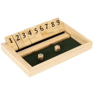 Jeu du shut the box en bois naturel avec ses 2 dés inclus