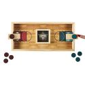Jeu de lancer de jetons en bois naturel (4 rouges et 4 bleus)