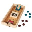 Jeu de lancer de jetons en bois naturel (4 rouges et 4 bleus)