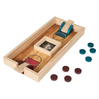 Jeu de lancer de jetons en bois naturel (4 rouges et 4 bleus)